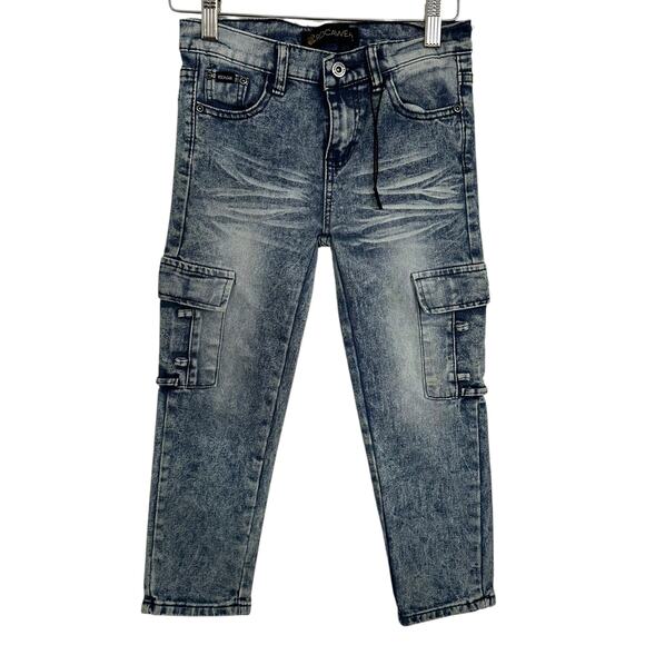 Rocawear Kids Boys Skinny Cargo Jeans Size 5 Acid Wash Denim Pants - Picture 1 of 7